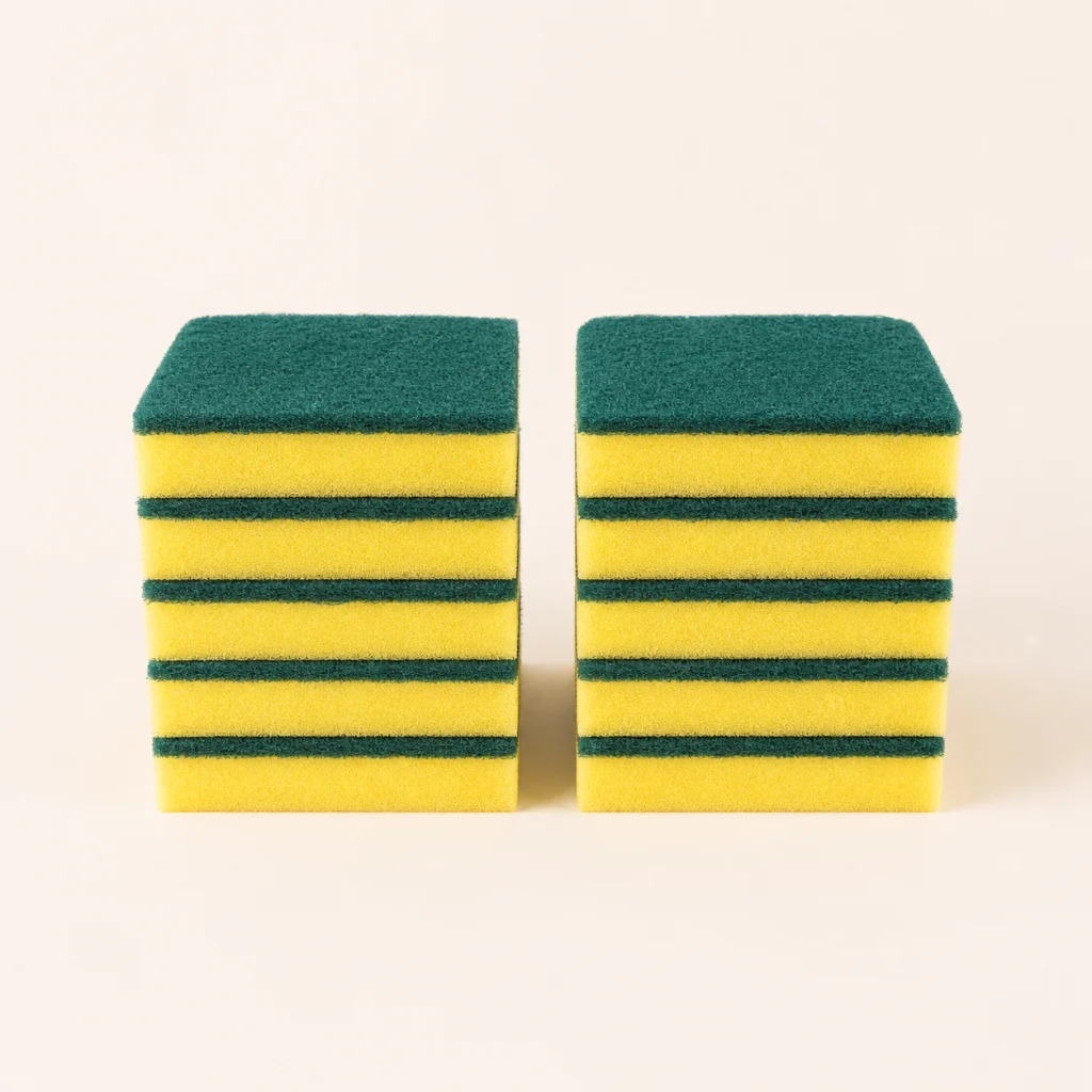 海绵百洁布10片商品主图，10片装，约10×7cm