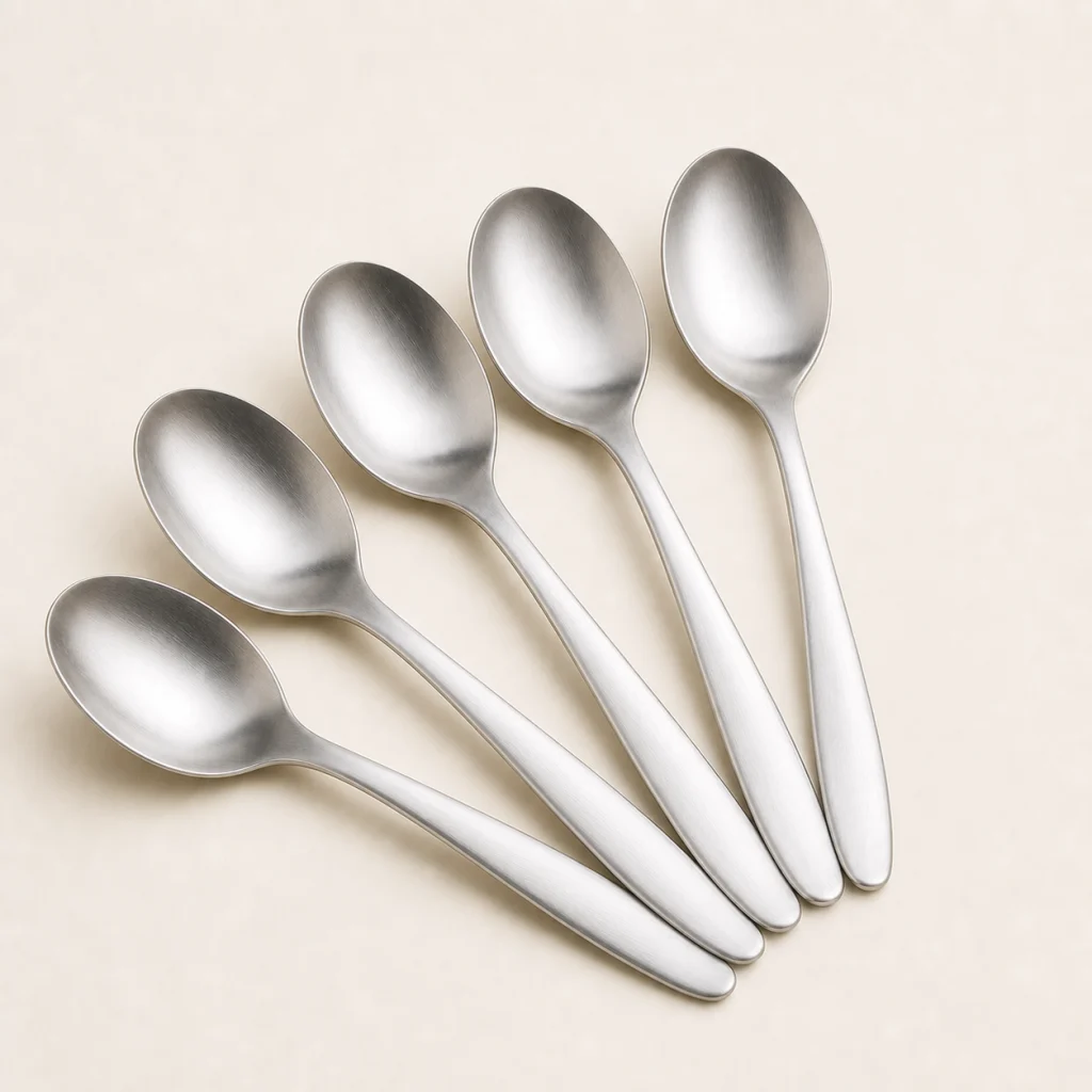 不锈钢汤匙5只商品主图，5只装，约15cm