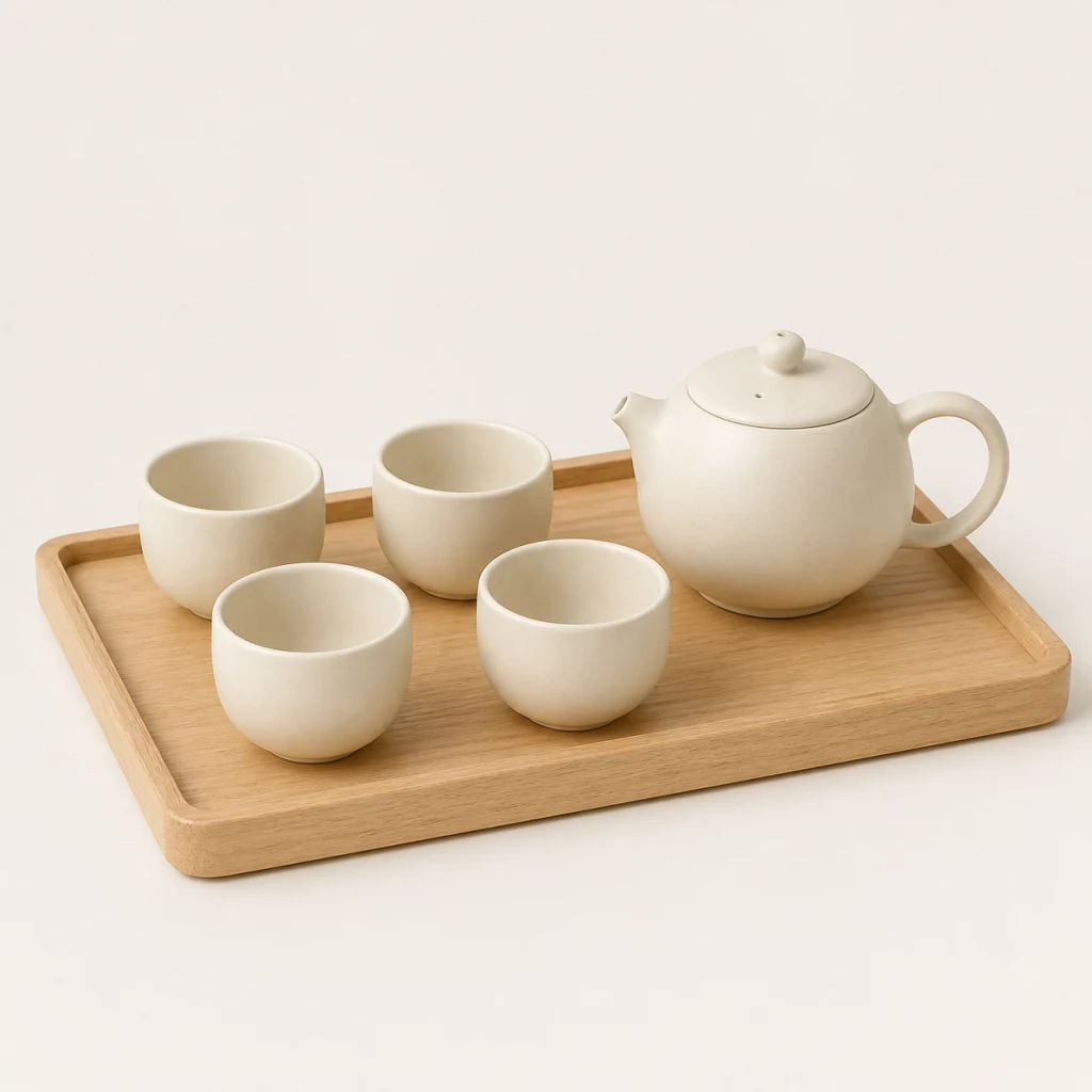 简约茶具套装商品主图，壶1只、杯4只